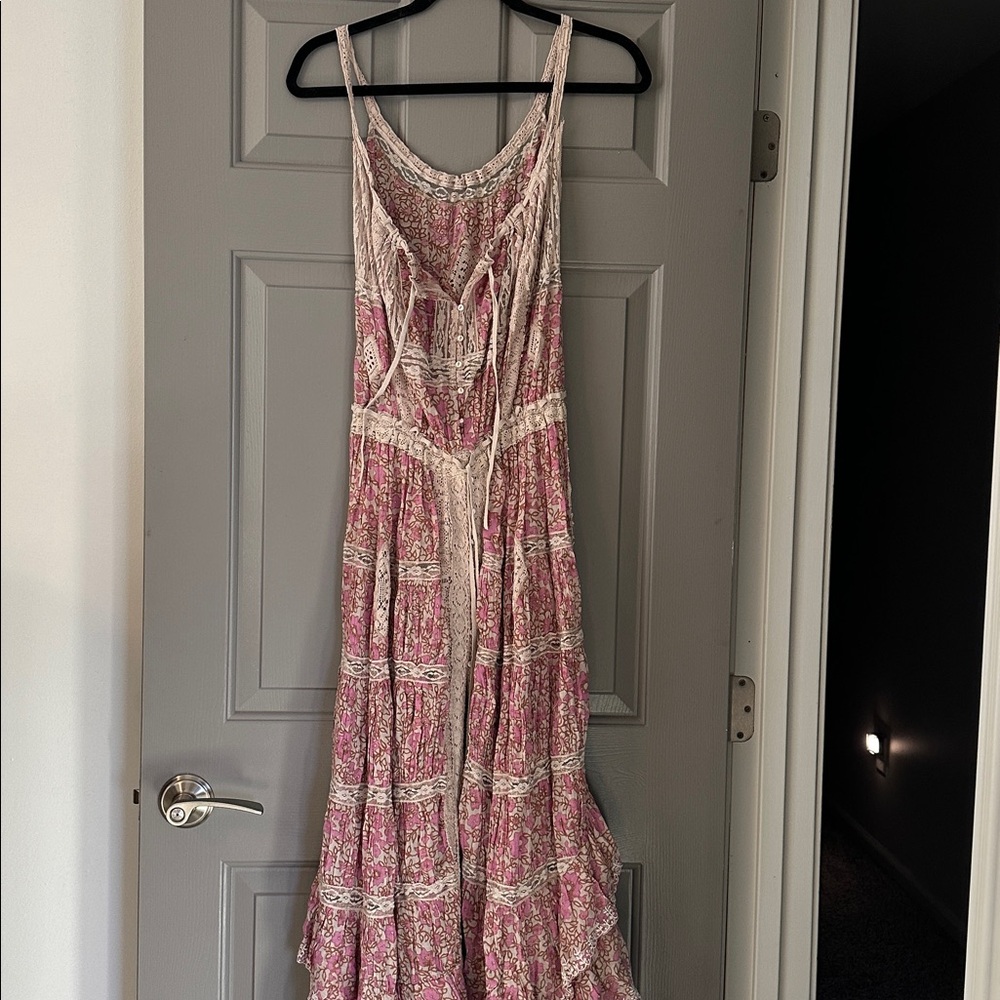 Free People Dolly Bodysuit pink floral boho maxi dress
